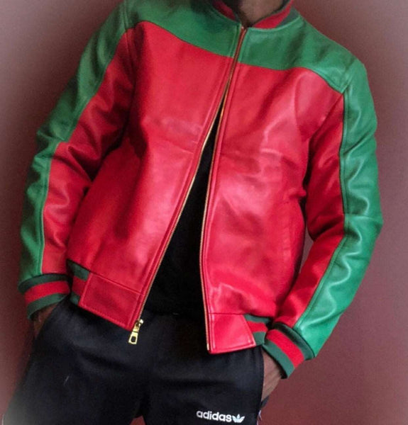 Men's Custom Made Lambskin Leather Jacket with Yoked Design