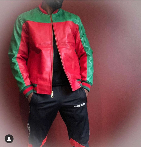 Men's Custom Made Lambskin Leather Jacket with Yoked Design