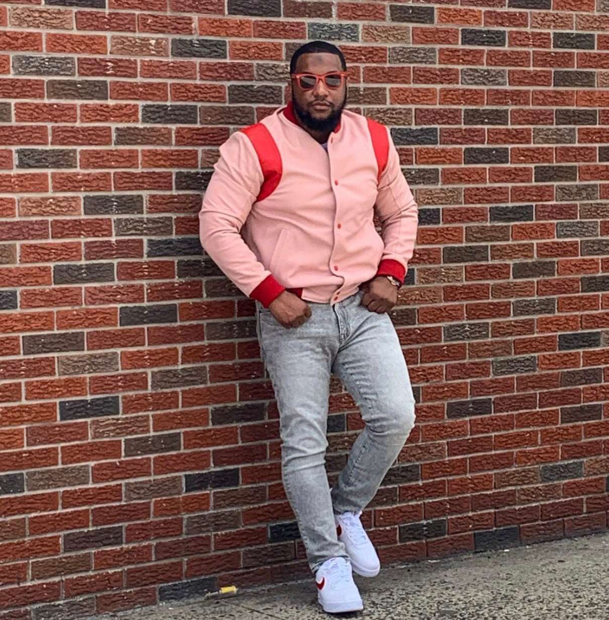 Men's Custom Made Salmon Colored Lambskin Leather Jacket